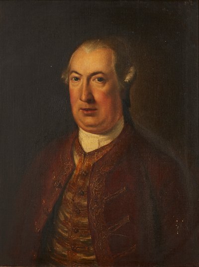 Poloviční portrét gentlemana ve vyšívané bundě a vestě (olej na plátně) od David (follower of) Martin