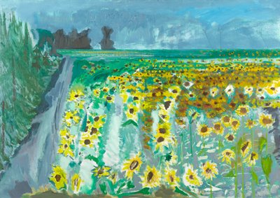 Slunečnice a Mistral, 2002 (olej na plátně) od David Alan Redpath Michie
