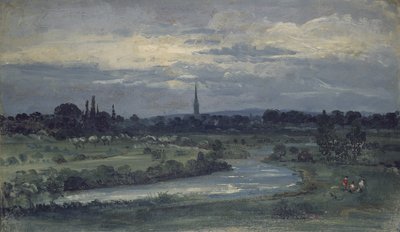 Pohled z Puginova domu poblíž Salisbury (olej na mlýnské desce, nalepeno jako kresba) od David Charles Read