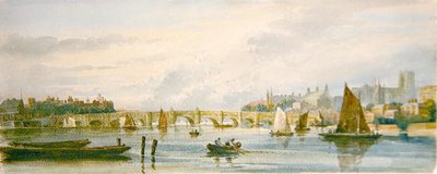 Pohled na Westminster Bridge při pohledu na západ směrem k paláci Lambeth a Westminster Abbey (tužka a akvarel na papíře) od David Cox