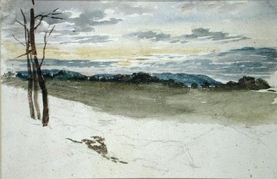 Lesní krajina při západu slunce (tužka a akvarel na papíře) od David Cox