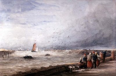 Calais Pier (akvarel na papíře) od David Cox