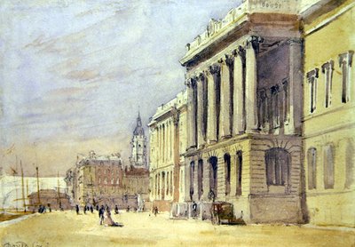 Customs House Quay (akvarel na papíře) od David Cox