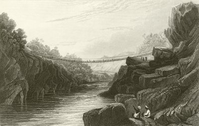 Travnatý lanový most v Teree, Gurwall od David Cox