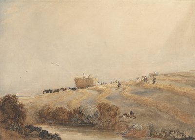Výroba sena, cca 1808 (bez barvy s karoserií přes grafit na papíře) od David Cox
