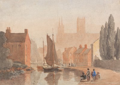 Katedrála v Lincolnu z pohledu na Brayford Pool od David Cox