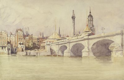 London Bridge, 1831 (wc s barvou karoserie přes grafit na papíře) od David Cox