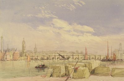 London Bridge, c.1828-30 (wc a barva karoserie přes grafit na papíře) od David Cox