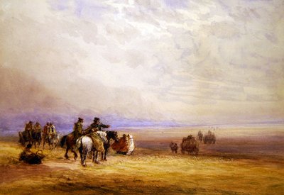 Příprava na přechod Lancaster Sands (akvarel na papíře) od David Cox