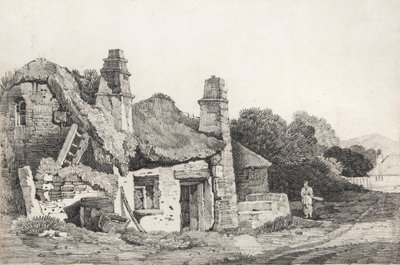 Zničená chata (kresba) od David Cox