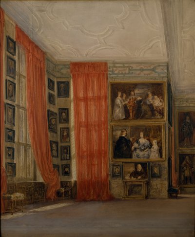 The Long Gallery at Hardwick (akvarel na papíře) od David Cox