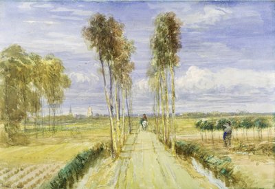 The Poplar Avenue (akvarel přes tužku a černou křídu na papíře) od David Cox