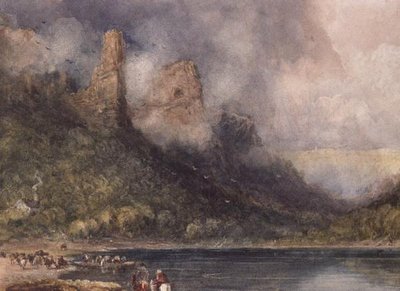 Travelers at Longstone on the Wye (akvarel na papíře) od David Cox