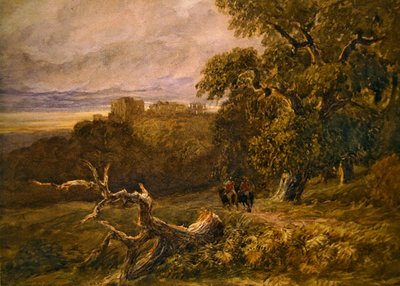 Cestovatelé u hradu Hardwicke (akvarel na papíře) od David Cox