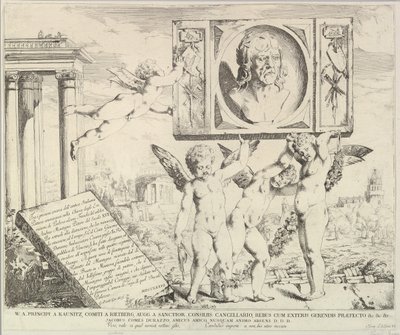 Titulní strana: Pocta Mantegnovi, z Příběhu svatých Jakuba a Kryštofa v Ere..., 1776. od David Giovanni