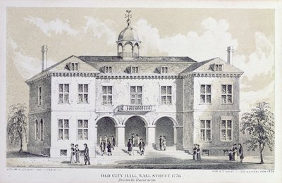 Stará radnice, New York, v roce 1776, z „Valentýnské příručky“, vyryl George Hayward, 1856 od David Grim