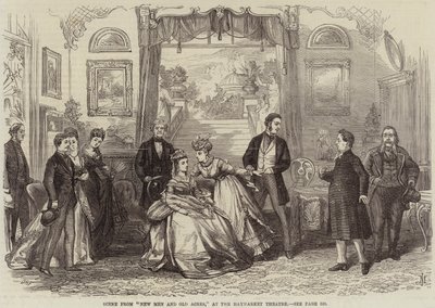 Scéna z New Men a Old Acres, v Haymarket Theatre od David Henry Friston
