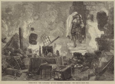 Scéna z The Rapparee, v Princess Theatre, Záchrana před ohněm od David Henry Friston