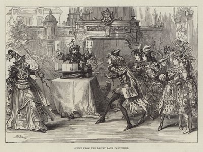 Scéna z pantomimy Drury Lane od David Henry Friston