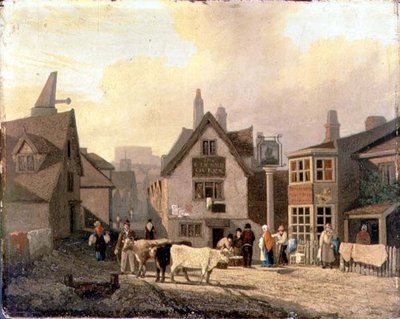 King Street Gates, Norwich (olej na mlýnské desce) od David Hodgson
