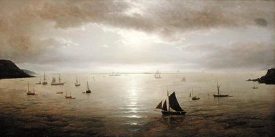 Plymouth Sound by Moonlight (olej na plátně) od David James