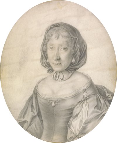 Portrét dámy, 1666 (černá tuha na pergamenu s praním) od David Loggan