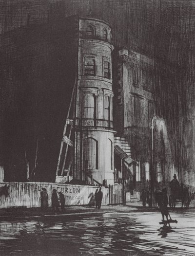 Londýn: Piccadilly, Savile Club (barevná litografie) od David Muirhead (after) Bone
