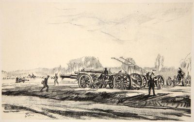 Dělostřelecký lazaret, ilustrace z knihy "The Western Front", vydavatelství Country Life Ltd. od David Muirhead Bone
