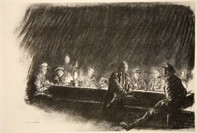 Nepořádek Královského leteckého sboru, ilustrace z knihy "The Western Front", vydavatelství Country Life Ltd. od David Muirhead Bone