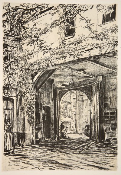 Sraz vojska ve Francii, ilustrace z knihy "The Western Front", vydavatelství Country Life Ltd. od David Muirhead Bone