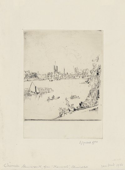Hammersmith z Thamescote, Chiswick Mall od David Muirhead Bone