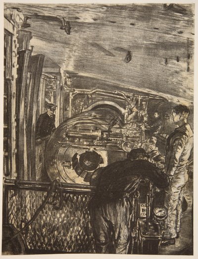 Uvnitř věže, ilustrace z knihy "The Western Front", vydavatelství Country Life Ltd. od David Muirhead Bone