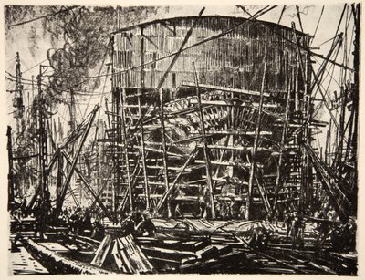 Na zásobách, ilustrace z knihy "The Western Front", vydavatelství Country Life Ltd. od David Muirhead Bone