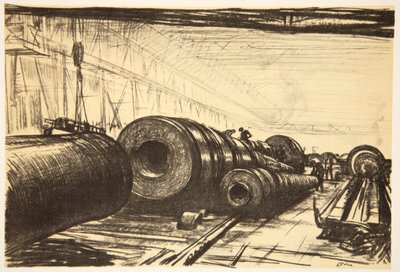Některé skvělé zbraně, ilustrace z knihy "The Western Front", vydavatelství Country Life Ltd. od David Muirhead Bone