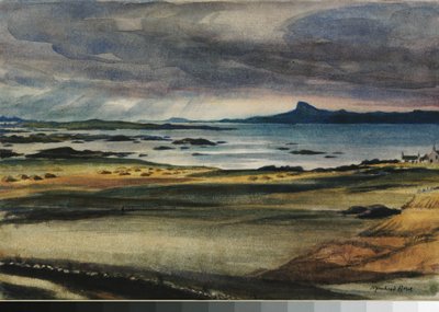 Scuirr of Eigg (akvarel na papíře) od David Muirhead Bone