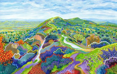 Malvern Perseverance Hill, 2023 (akryl na papíře) od David Newton