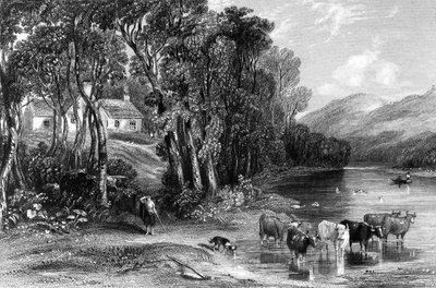 Ellisland, ilustrace z ‚Země popálenin‘ od Johna Wilsona, vydané v roce 1840 od David Octavius Hill