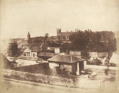 Linlithgow, od vlakového nádraží, s radnicí, kostelem sv. Michala a palácem od David Octavius Hill and Robert Adamson