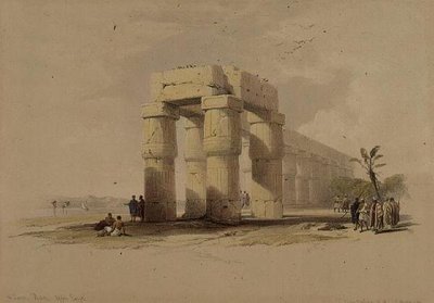 V Luxoru, Thébách, Horním Egyptě, z „Egypt a Núbie“, svazek 1 (litho) od David Roberts