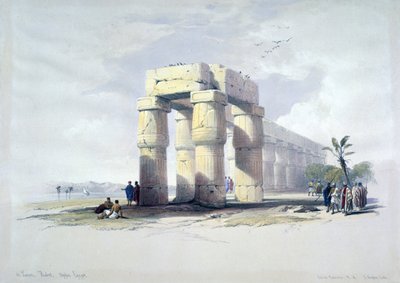 V Luxoru, Thébách, Horním Egyptě": litografie podle akvarelu Davida Robertse (1796-1864), skotského malíře. Starověký Egypt Archeologie od David Roberts