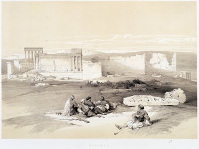 Baalbec (Baalbek) v Libanonu, kresba vytvořená 5.5.1839 ve „Svaté zemi“, Londýn 1849 od David Roberts