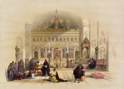 Kaple kláštera sv. Saby, 5. dubna 1839, ze svazku II „vydáno v Londýně „Svatá země“; ryl Louis Haghe (1806-85) 1842 Land,