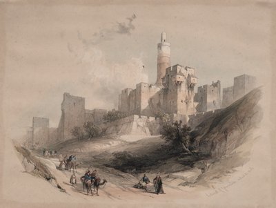 Jeruzalémská citadela, bez zdí, Davidova věž, 1839. od David Roberts