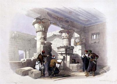 Deir Al-Madinah, Théby, z "Egypt a Núbie", svazek 1 (litho) od David Roberts