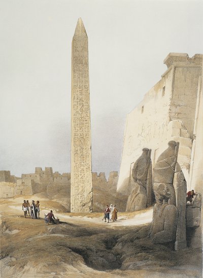 Egypt, Obelisk v chrámu v Luxoru, rytina od Davida Robertse od David Roberts