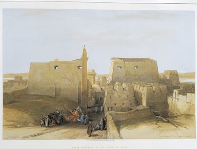 Egypt, chrám v Luxoru, rytina od Davida Robertse od David Roberts