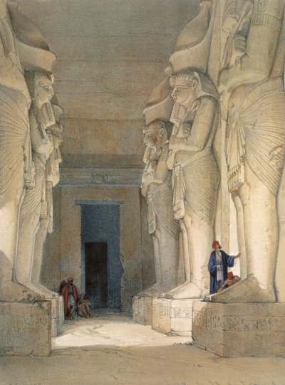 Vykopaný chrám Gyrshe, Núbie, 19. století od David Roberts