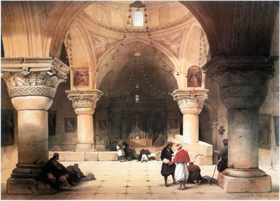 Ve Svaté zemi: Hrobu, krypta (rytina) od David Roberts