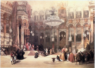 Ve Svaté zemi: (rytina): Jeruzalém, Chrám Božího hrobu, řecko-pravoslavná kaple od David Roberts