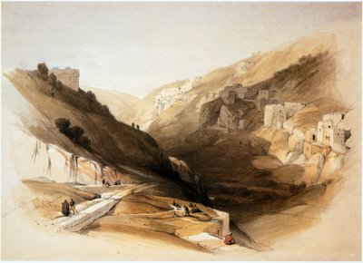 Ve Svaté zemi: (rytina): Jeruzalém, údolí Kidron, dolní jezírko Siloa (rytina) od David Roberts